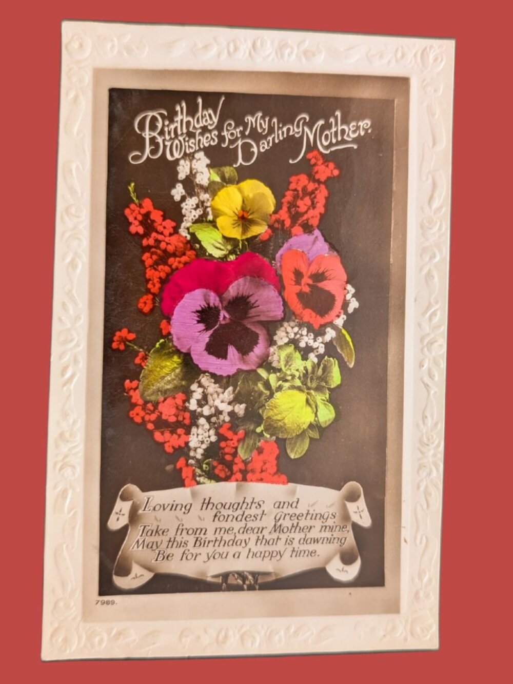 POSTCARD SALE 10/$20 Unposted Embossed RPPC Cottagecore Birthday Postcard